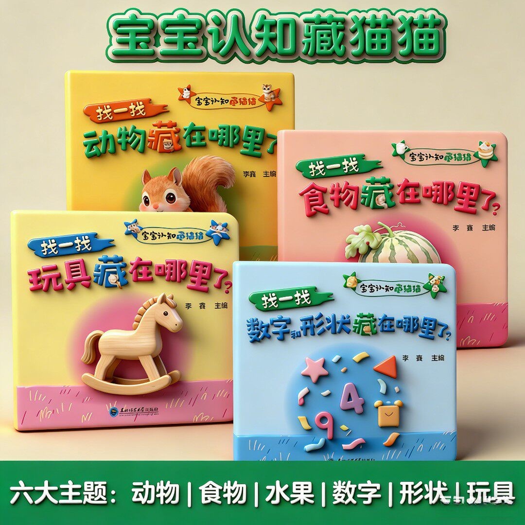 Baby Food Age - Babykognition, Versteckte Katze, Kleinkind-Bildung, Bücher blättern,