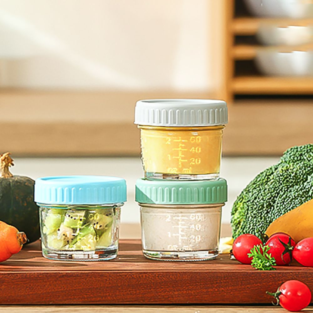 Baby Food Containers Glass - 6 Stück Einmachglas aus Glas, Babynahrungsglas,