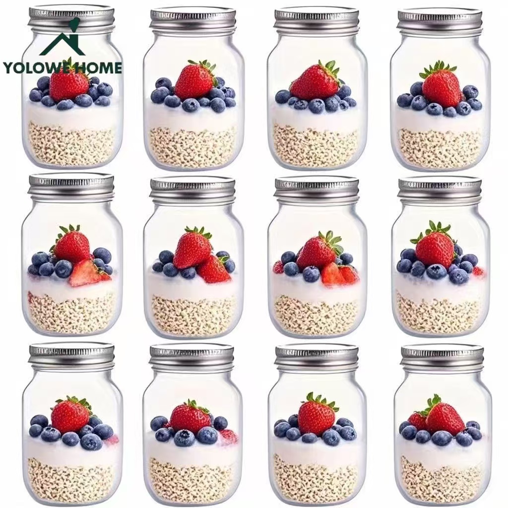 Baby Food Containers Glass - 6er-Set, 12er-Set, 500ml/16oz, Glas-Einmachgläser, Glas-Vorratsgläser, Küchen-Vorratsbehälter,