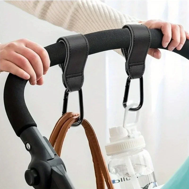 Baby Puree Pouch - Kinderwagen-Haken aus Modischem PU-Leder, Verstellbarer Kinderwagen-Organizer,