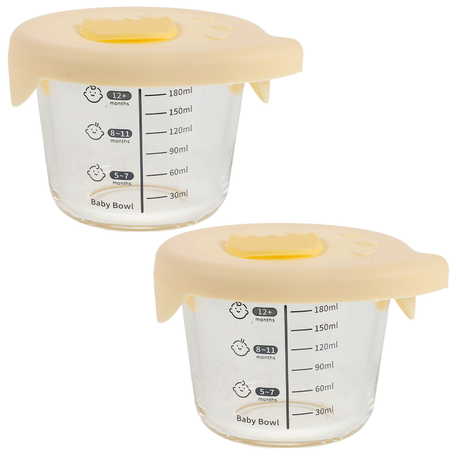 Baby Food Glass Jars - 2 Stück Baby-Nahrungsaufbewahrungsschalen aus Glas, auslaufsichere