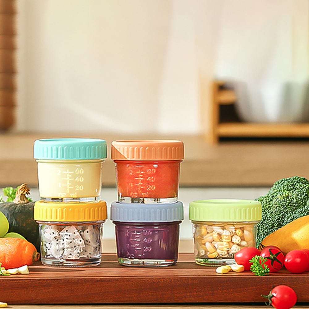 Baby Food Containers Glass - 6 Stück Einmachglas aus Glas, Babynahrungsglas,