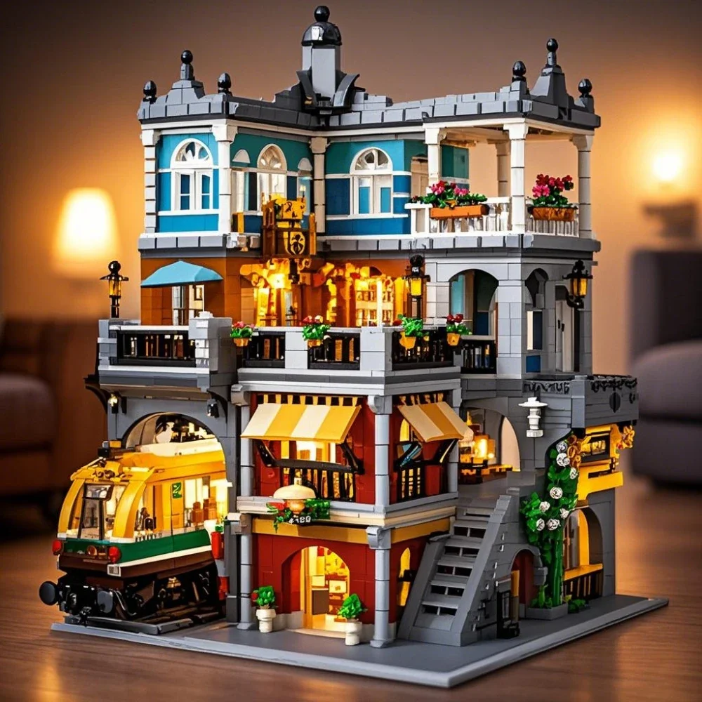 Lego Set City - BurgerShop Bausteine Sets Mit Lichtern Stadt