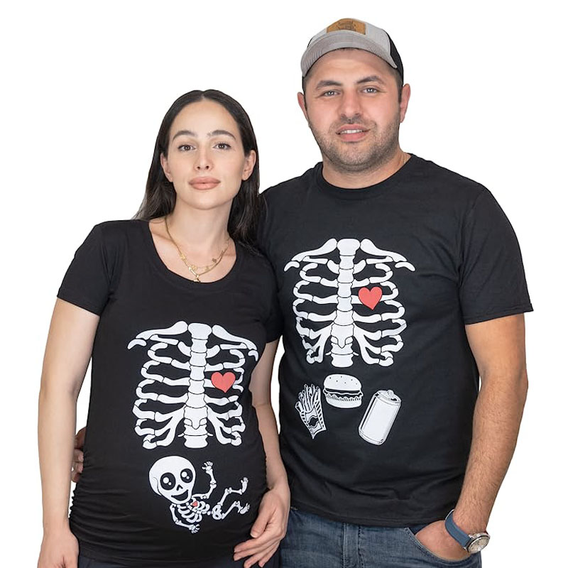 Baby Food Age - Mutterschaft Halloween Skelett T-Shirts Paar Röntgen