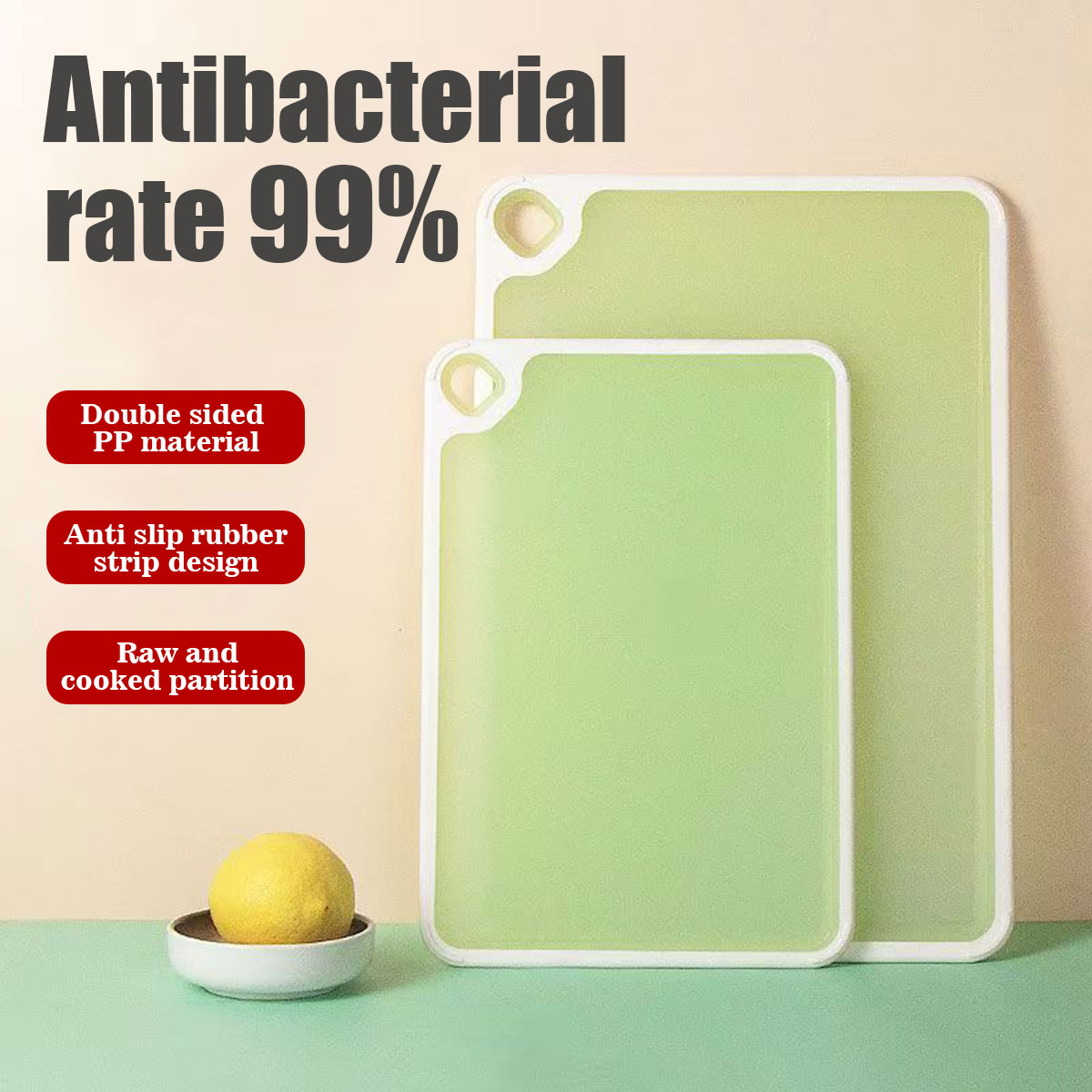 Baby Food Usa - Doppelseitiges antimikrobielles Schneidebrett für Küche, Haushalt,