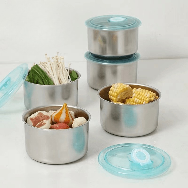 Baby Food Containers Glass - Runde, auslaufsichere Lunchbox aus Edelstahl, Lebensmittelkonservierungsbox,