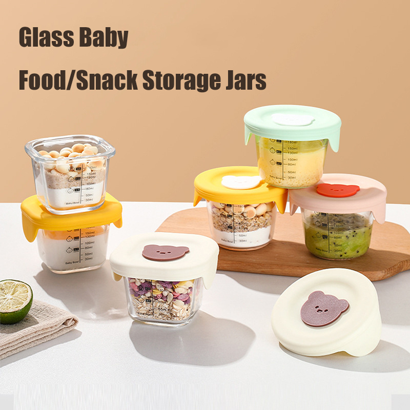 Baby Food Containers Glass - 180 ml Glas-Vorratsdosen für Babynahrung mit