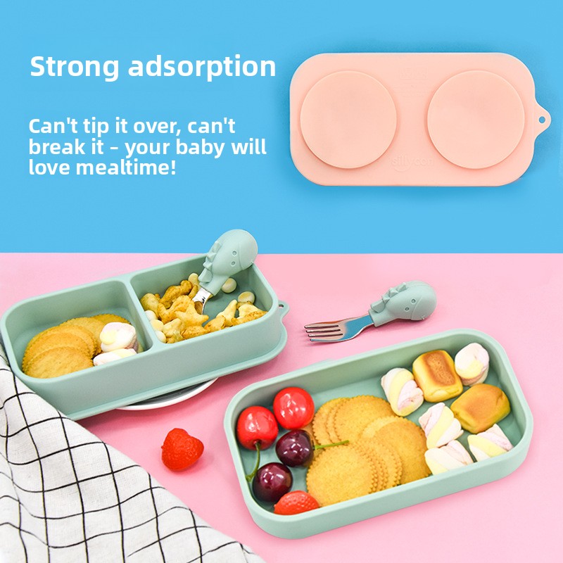 Baby Food Usa - Lebensmittelechtes Silikon-Saugnapf-Set mit Großer Schüssel, Löffel