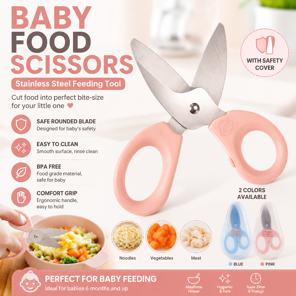 Baby Food Usa - Baby-Lebensmittelschere aus Edelstahl, BPA-freie Sicherheitsküchenschere für