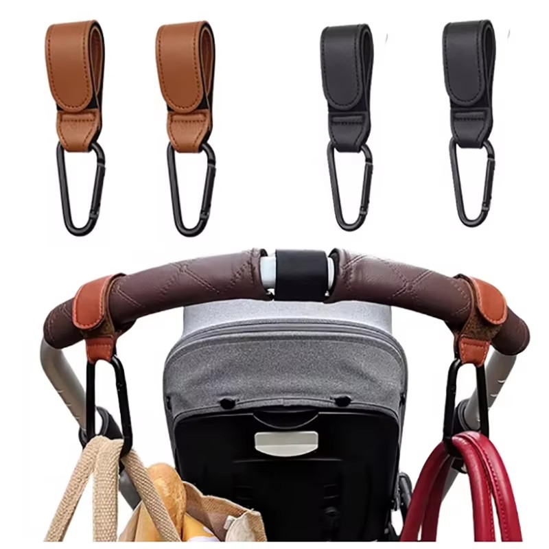 Baby Puree Pouch - Kinderwagen-Haken aus PU-Leder, Verstellbarer Organizer für