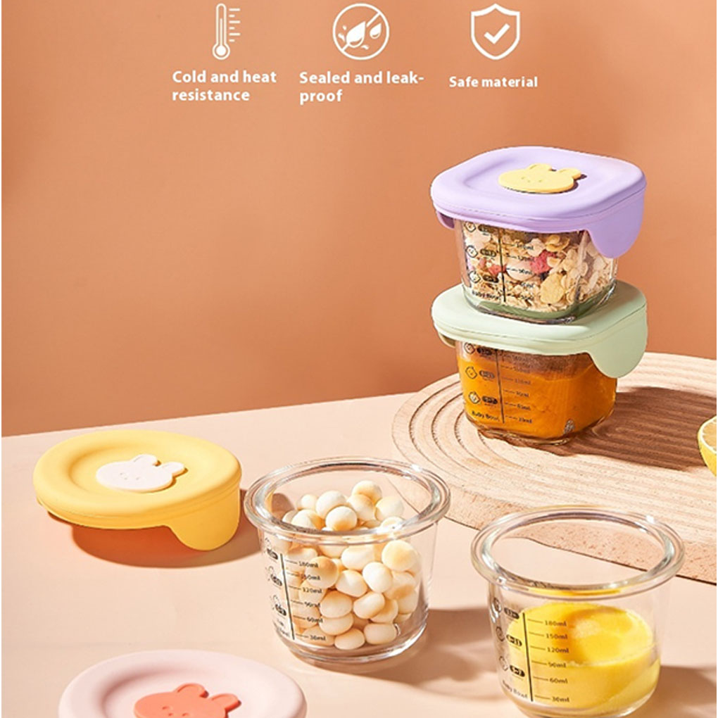 Baby Food Glass Jars - 4er-Pack Glasbehälter für Babynahrung mit Skalenverschluss,