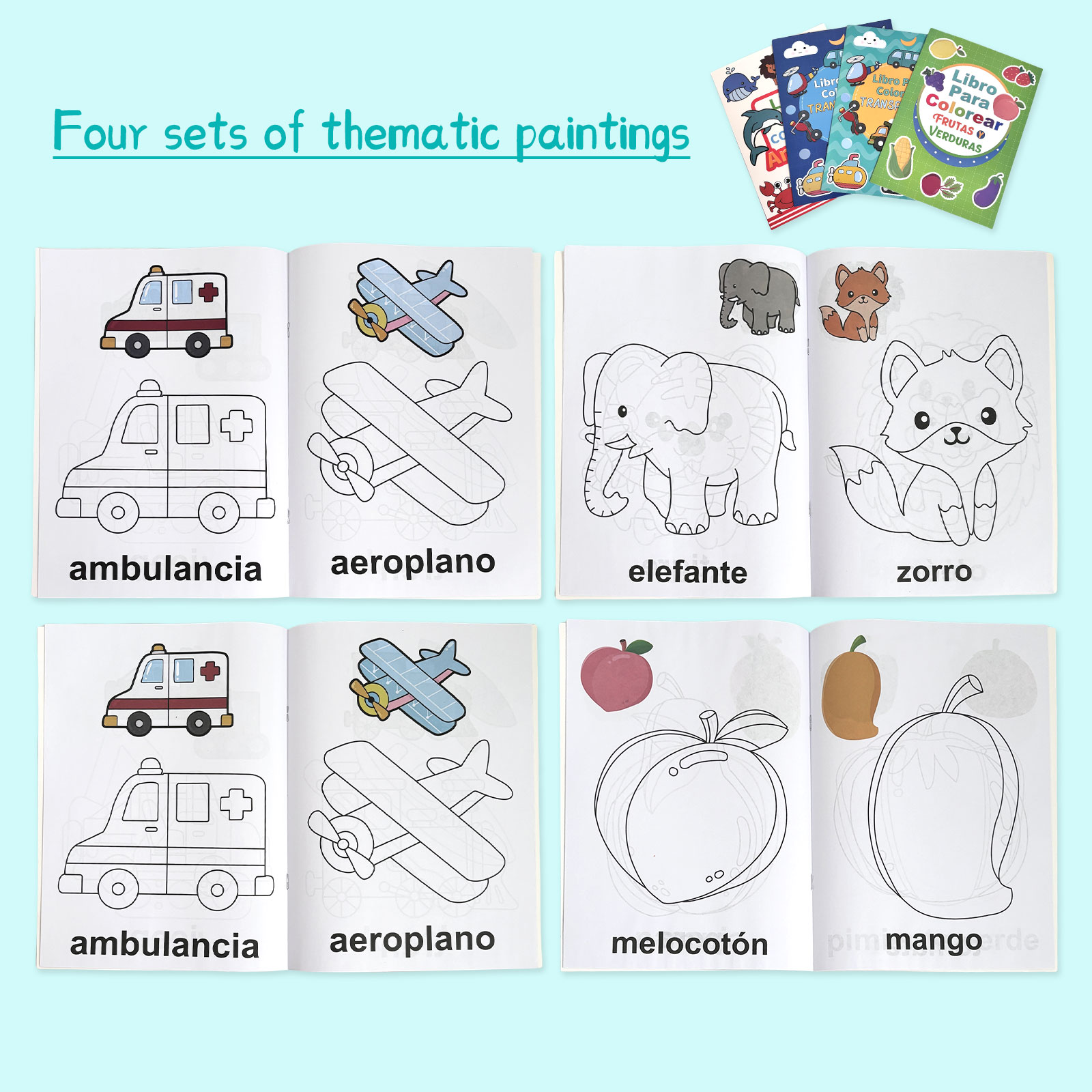 4er-Pack spanische Vokabel-Mal – Baby Food Age Bewertung und Preis